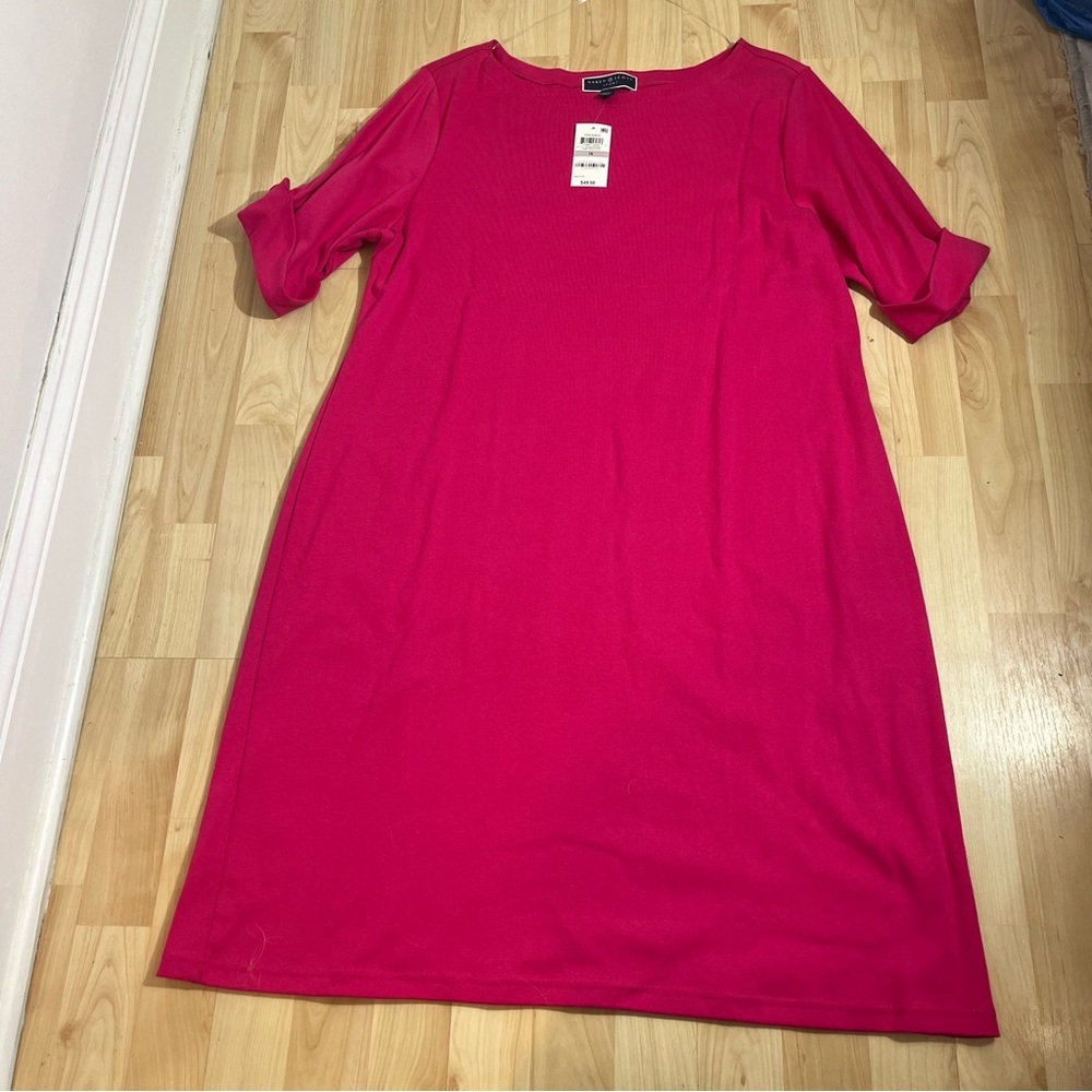 Karen Scott Plus Size Cotton Shift Dress in fuchsia pink New With Tags Size 1XL